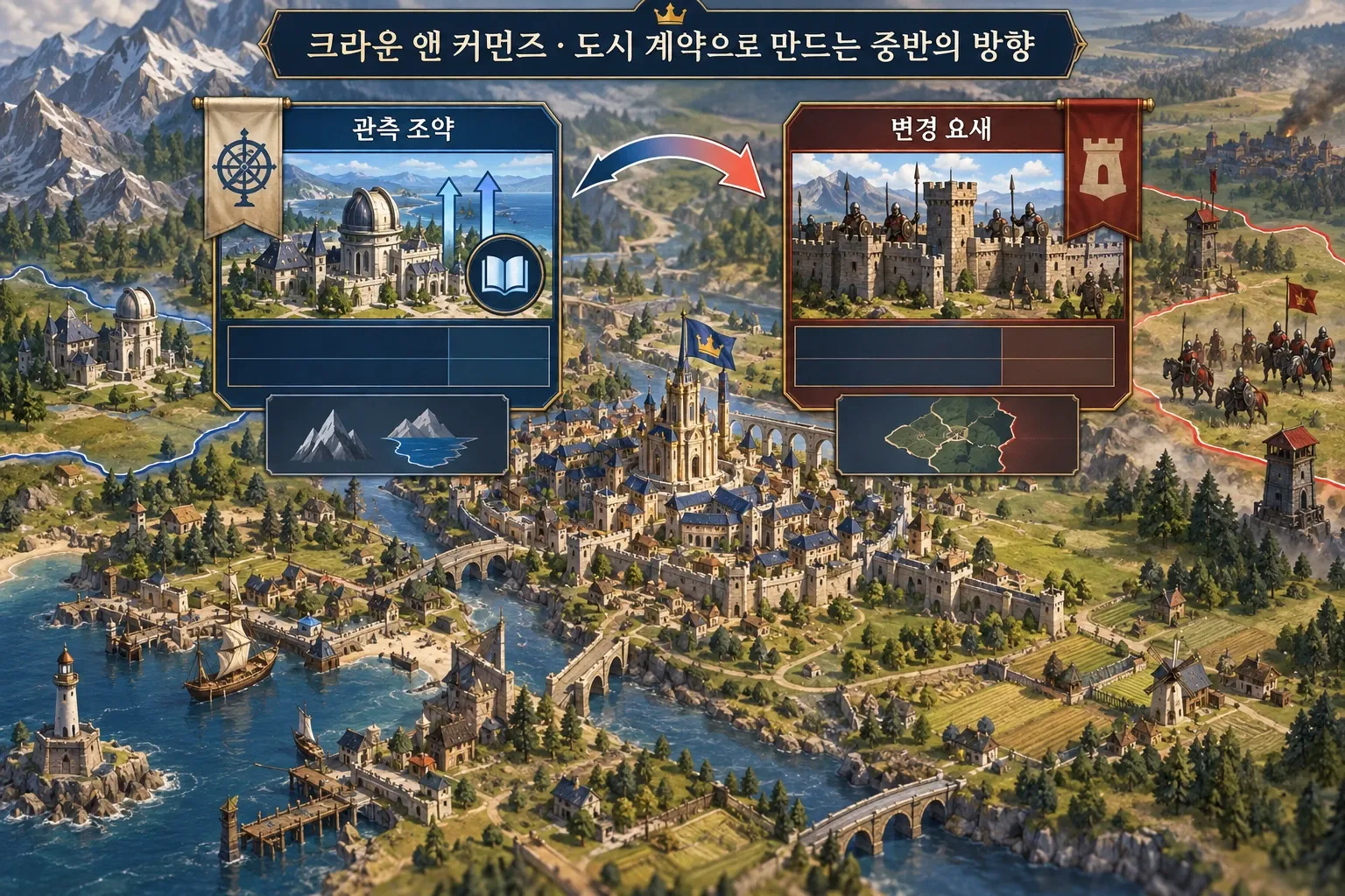 크라운 앤 커먼즈 — 도시 계약으로 만드는 중반의 방향: 본문 규칙에 따른 전용 기획 도해