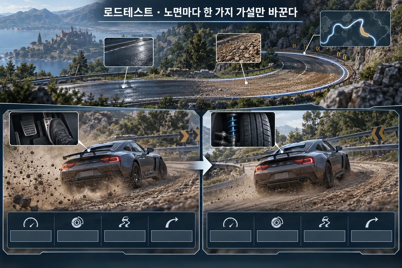 로드테스트 — 노면마다 한 가지 가설만 바꾼다: 본문 규칙에 따른 전용 기획 도해