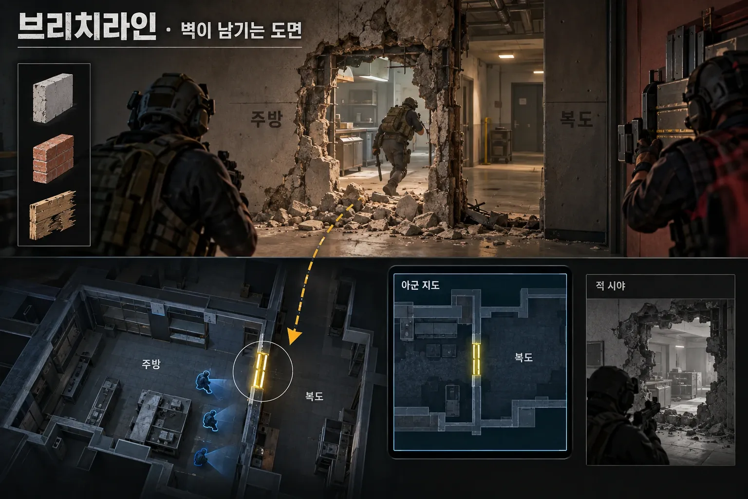 브리치라인 — 벽이 남기는 도면: 본문 규칙에 따른 전용 기획 도해