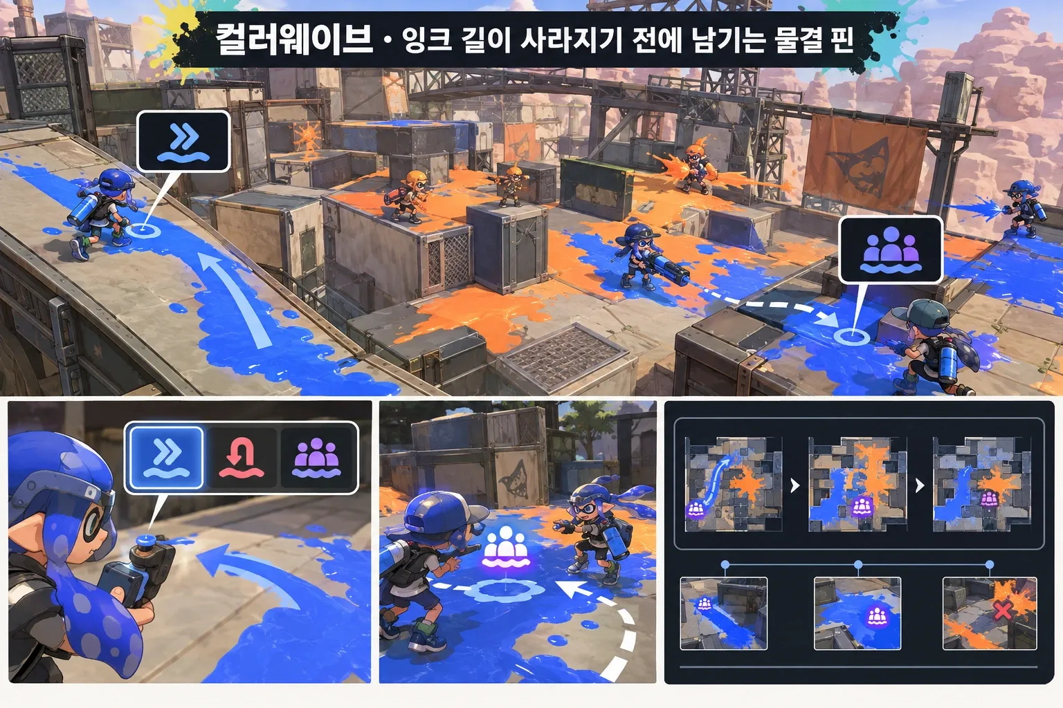 컬러웨이브 — 잉크 길이 사라지기 전에 남기는 물결 핀: 본문 규칙에 따른 전용 기획 도해
