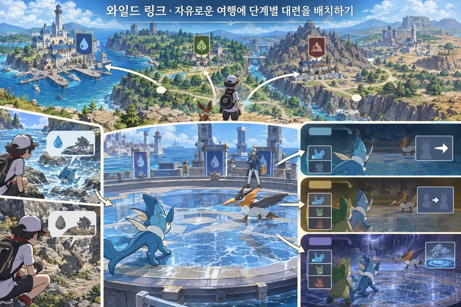 와일드 링크 — 자유로운 여행에 단계별 대련을 배치하기: 본문 규칙에 따른 전용 기획 도해
