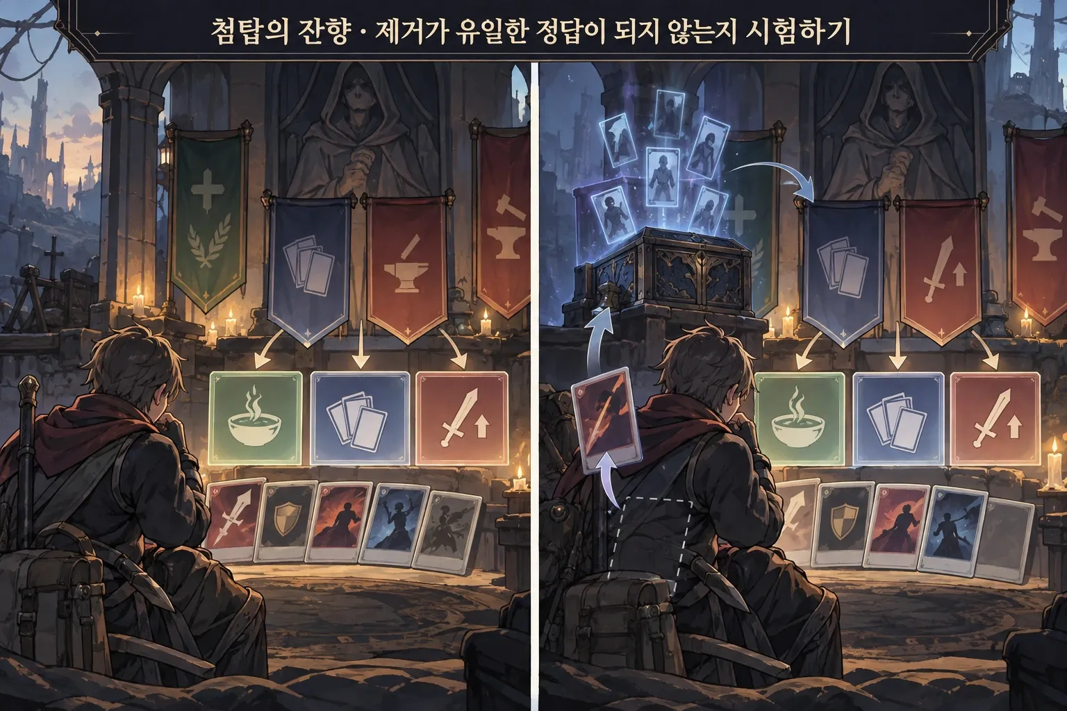 첨탑의 잔향 — 제거가 유일한 정답이 되지 않는지 시험하기: 본문 규칙에 따른 전용 기획 도해