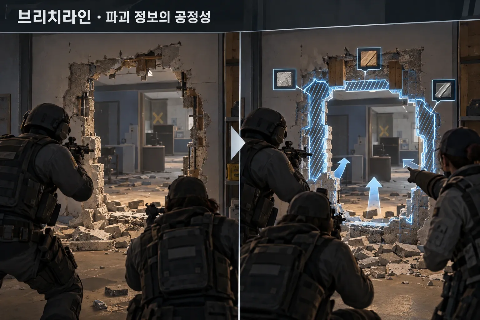 브리치라인 — 파괴 정보의 공정성: 본문 규칙에 따른 전용 기획 도해