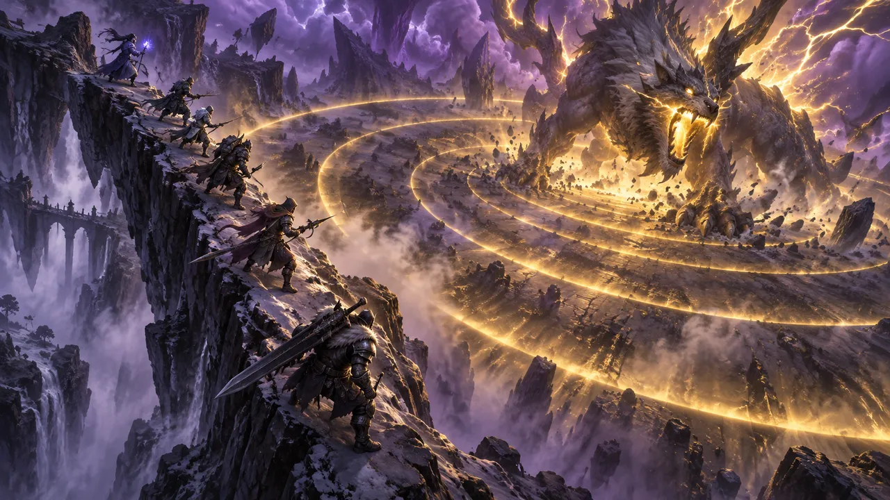 파동을 피해 절벽 난간에서 자리를 맞추는 사냥꾼들