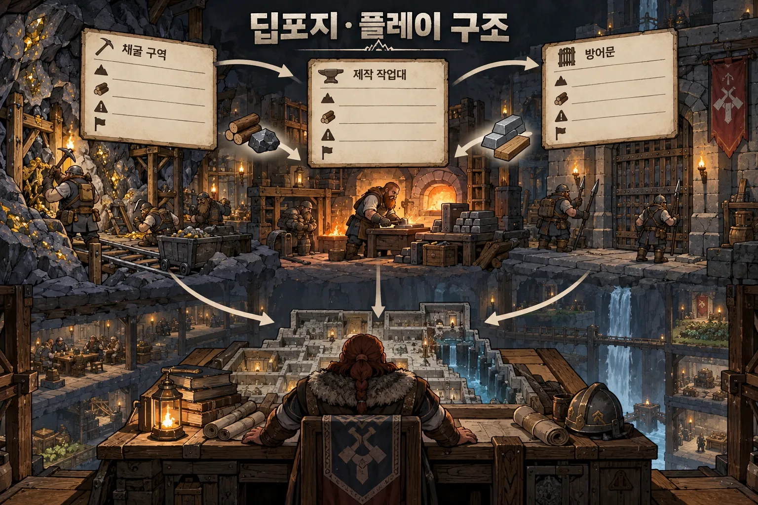 딥포지 — 게임 개요: 본문 규칙에 따른 전용 기획 도해