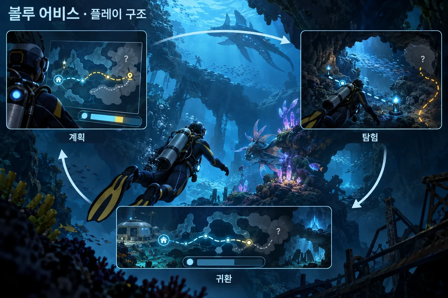 블루 어비스 — 게임 개요: 본문 규칙에 따른 전용 기획 도해