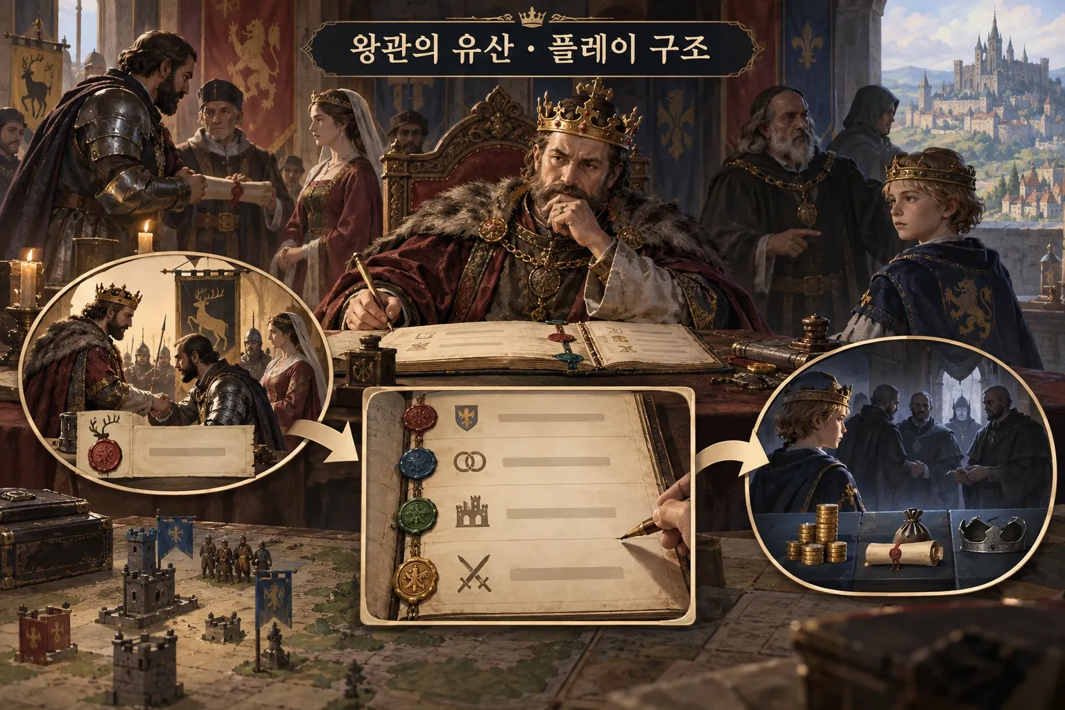 왕관의 유산 — 게임 개요: 본문 규칙에 따른 전용 기획 도해
