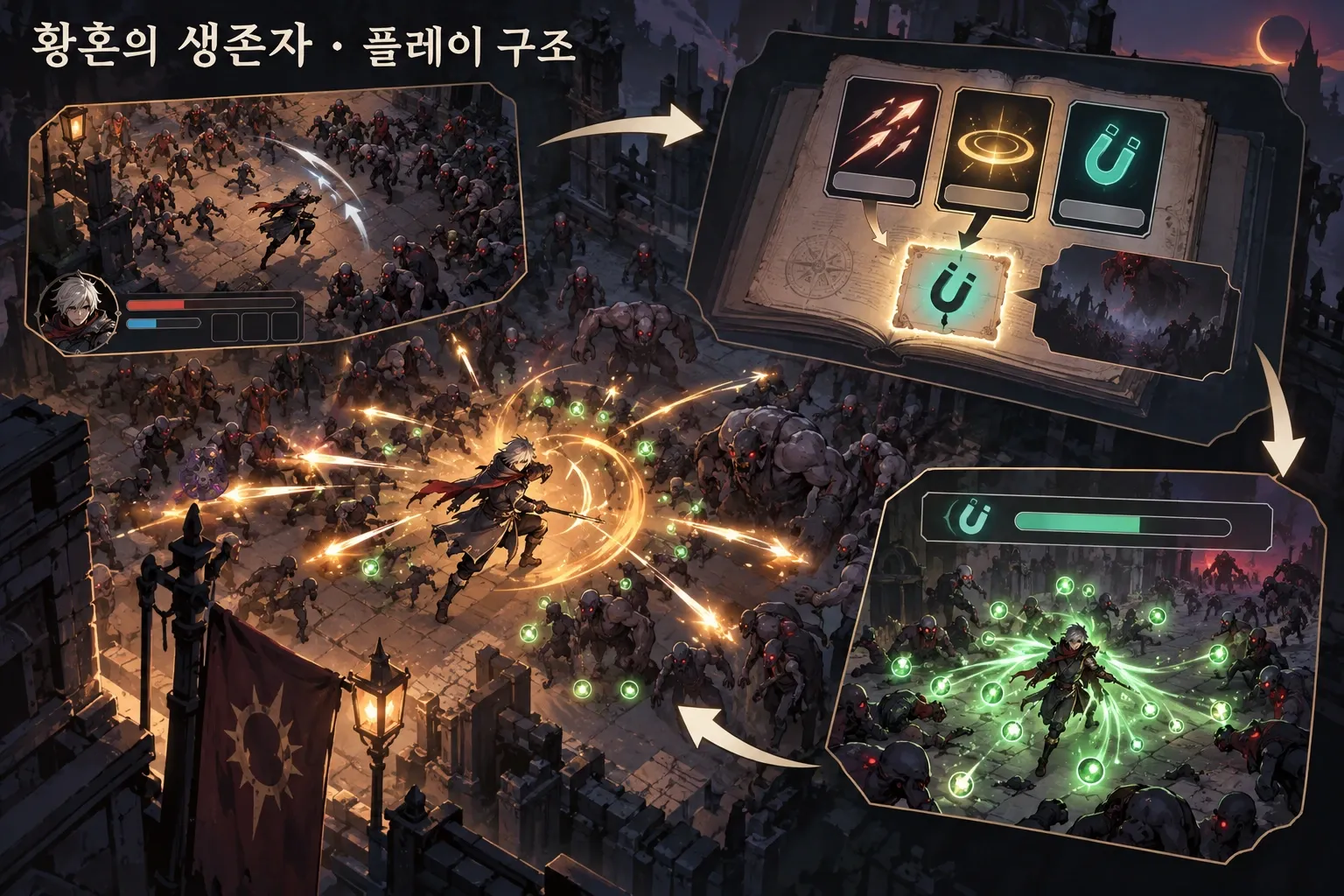 황혼의 생존자 — 게임 개요: 본문 규칙에 따른 전용 기획 도해